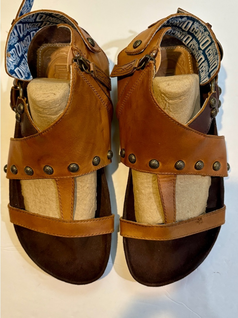Women’s Tan and Brown Studded Leather Sandals